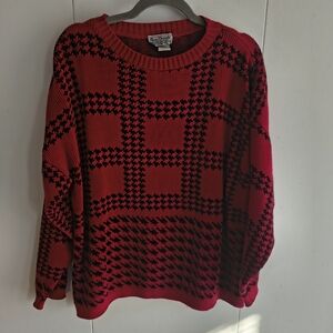 Vintage Red and Black Patterned Sweater